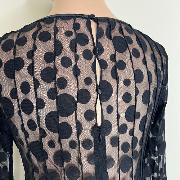 Rickie Freeman Teri Jon Dress 4 Womens Handkerchief Hem Polka Dot Party Designer - Picture 4 of 8